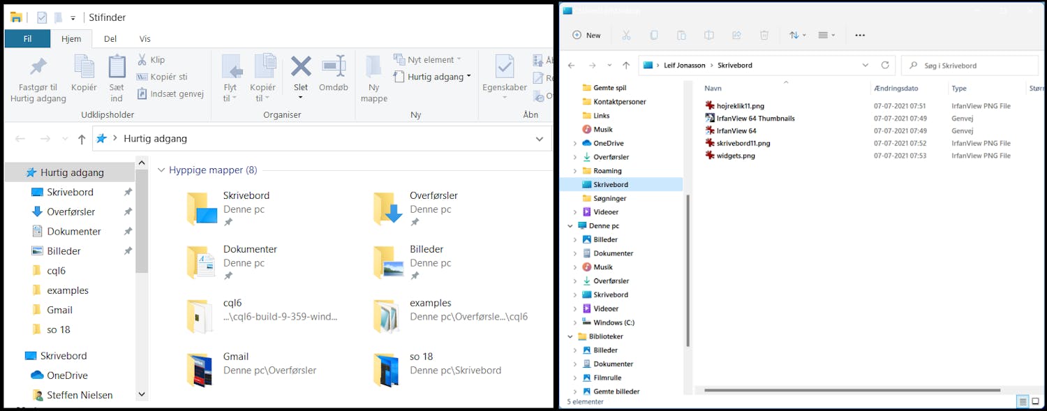 Utforskaren: Utforskaren i Windows 11 (till höger) ser annorlunda ut jämfört med i Windows 10.